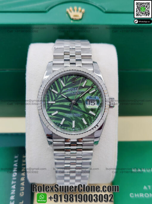 rolex datejust 36mm palm dial super clone replica watch