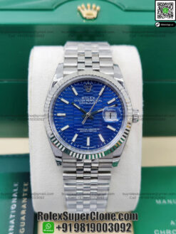 rolex datejust blue fluted dial replica watch