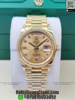 rolex daydate 36mm gold baguette dial replica watch