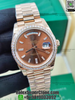 rolex daydate diamonds bezel super clone watch