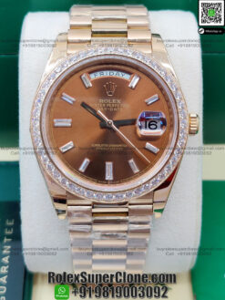 rolex daydate rose gold super clone replica watch