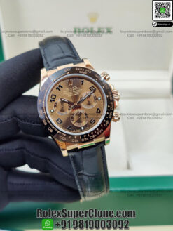 rolex daytona chocolate dial leather strap super clone watch