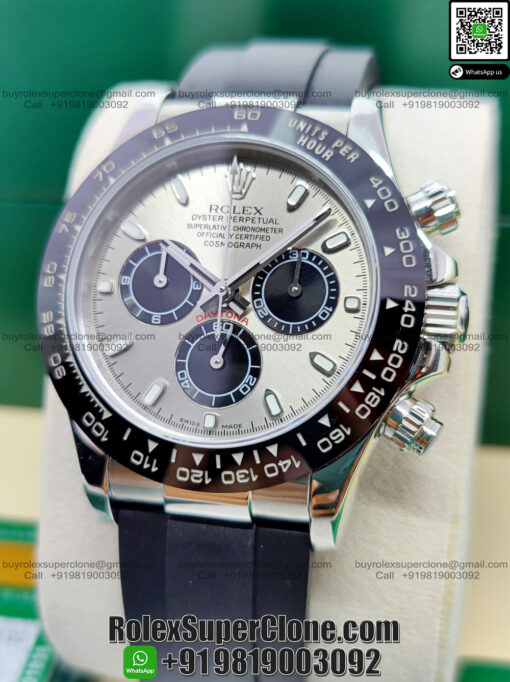 rolex daytona silver dial oysterflex replica watch