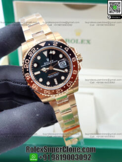 rolex gmt master 2 root beer rose gold replica watch