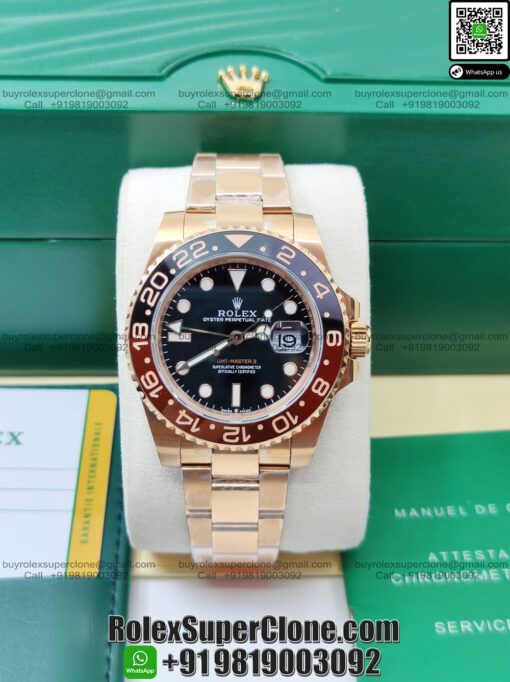 rolex gmt master 2 root beer rose gold super clone watch