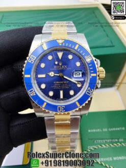 rolex submariner blue dial two tone replica watch