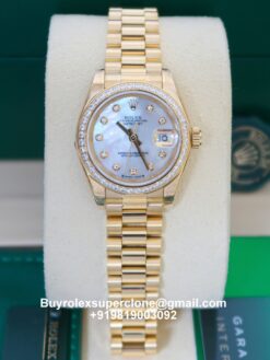 rolex datejust 28mm mop dial gold bracelet