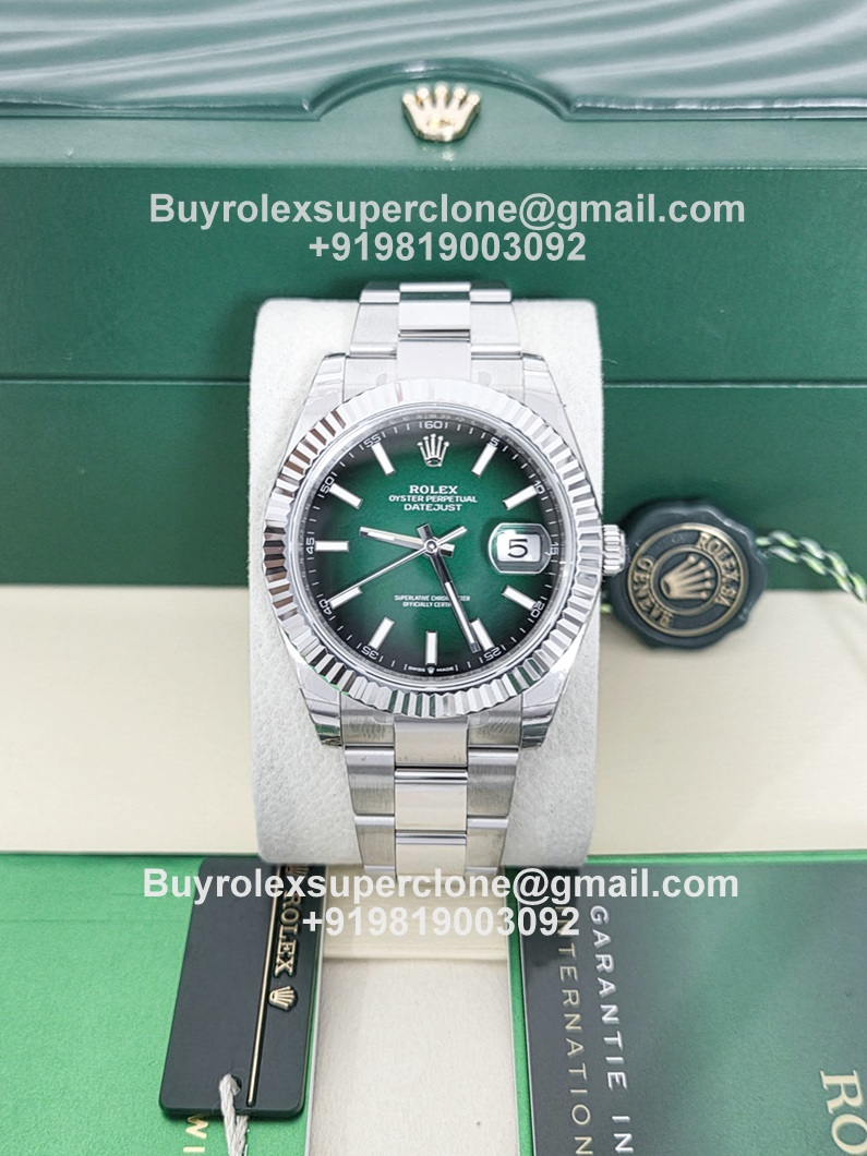 Rolex Datejust green ombre dial oyster bracelet clone