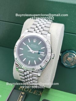 Rolex Datejust green ombre dial jubilee bracelet watch