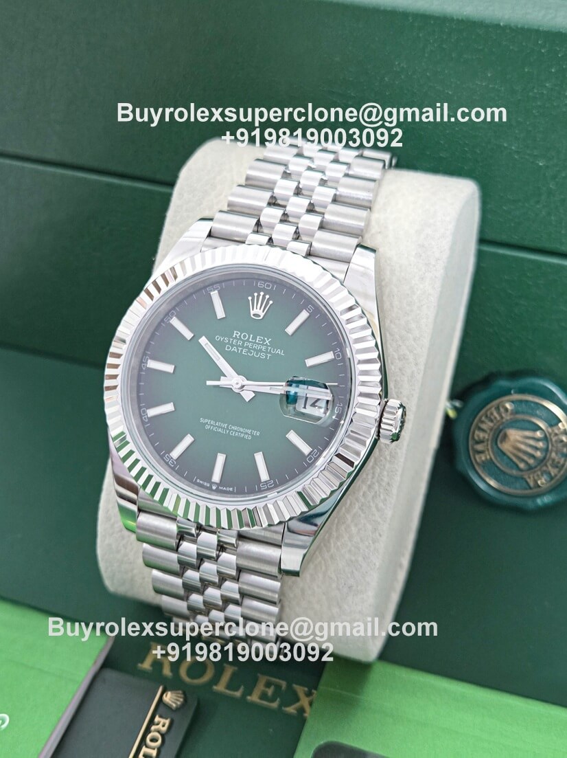 Rolex Datejust green ombre dial jubilee bracelet watch