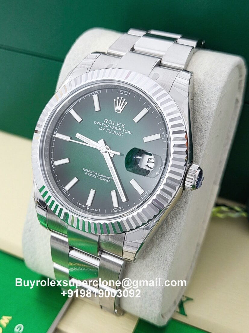Rolex Datejust green ombre dial oyster bracelet watch