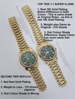 Rolex day date gold weighted vs non weighted comparison