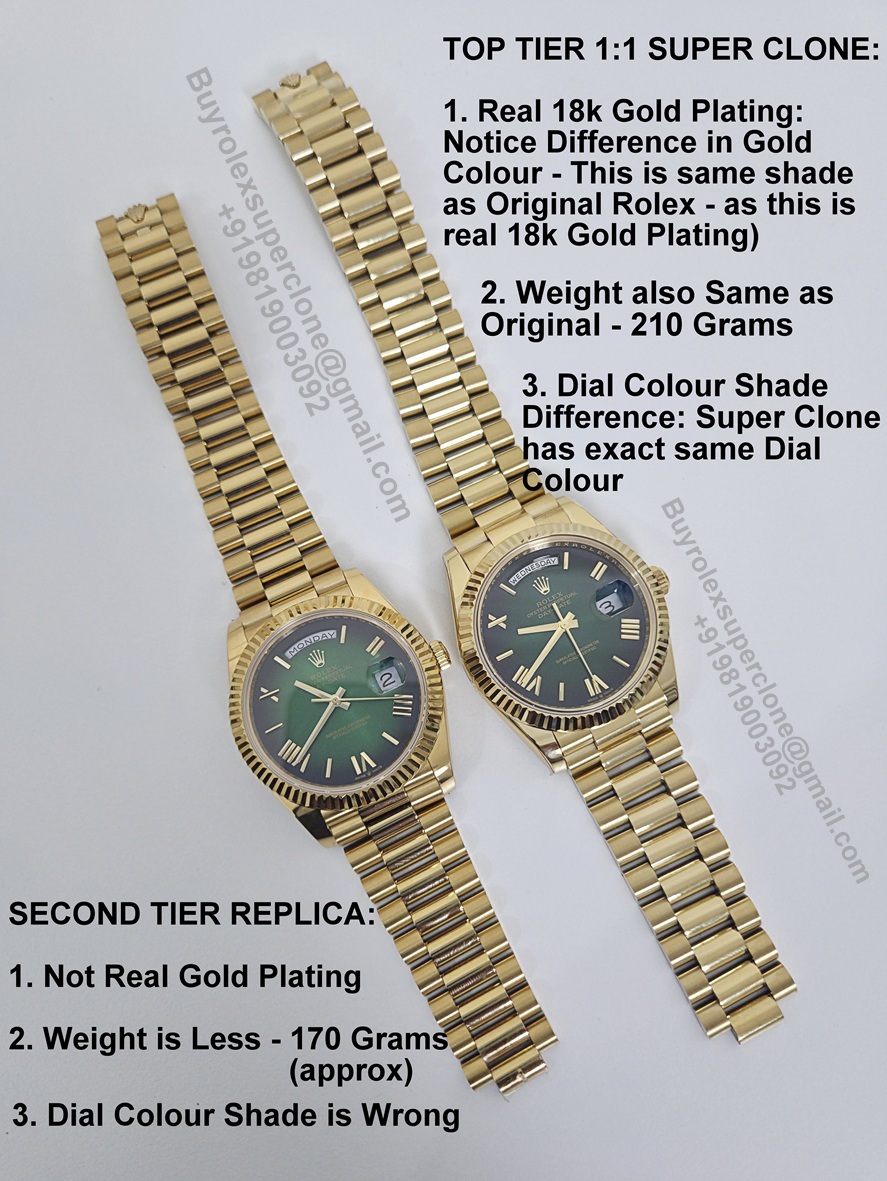 Rolex day date gold weighted vs non weighted comparison