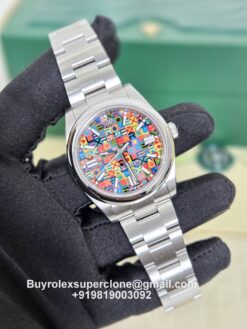 Rolex oyster perpetual multicoloured, jubilee motif dial